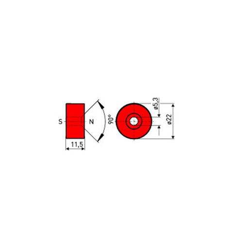 Actuating magnet M 200 N Red for RC series (encapsulated)