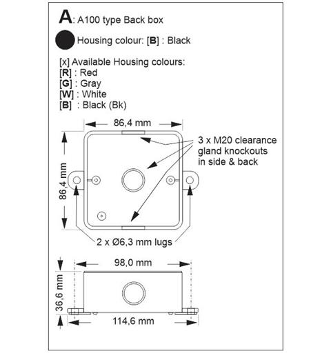 Spare Back Box type A100 BLACK for L101 & A100, with lugs